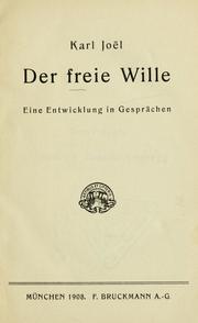 Cover of: Der freie Wille by Karl Joël
