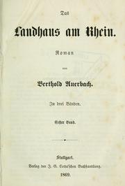 Cover of: Das Landhaus am Rhein by Berthold Auerbach