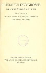 Cover of: Denkwürdigkeiten