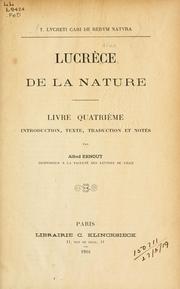 Cover of: De la nature, Livre Quatrième