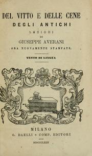 Cover of: Del vitto e delle cene degli antichi