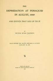 Cover of: The depredation at Pemaquid in August