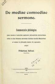 Cover of: De mediae comoediae sermone