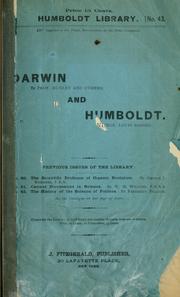 Cover of: Darwin and Humboldt: their lives and work.