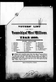 Cover of: Voters' list of the township of West Williams: year 1883