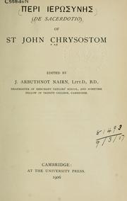 Cover of: De sacerdotio of St. John Chrysostom by Saint John Chrysostom