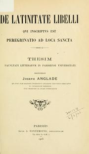 Cover of: De latinitate libelli qui inscriptvs est Peregrinatio ad loca sancta.