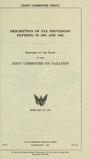 Cover of: Description of tax provisions expiring in 1991 and 1992