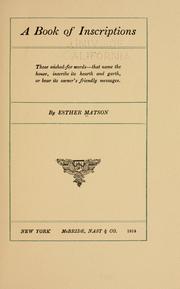 Cover of: A book of inscriptions. by Esther Matson