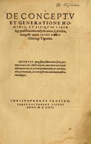 Cover of: De conceptu et generatione hominis et iis quae circa haec potissimum consyderantur, libri sex. by Jakob Rüff