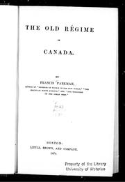 Cover of: The old régime in Canada