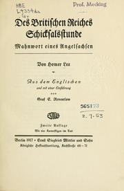 Cover of: Des britischen Reiches Schicksalsstunde: Mahnwort eines Angelsachsen.