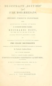 Cover of: De contractu "Do ut des" Bay' jure Mohammedano. by Lodewijk Willem Christiaan van den Berg