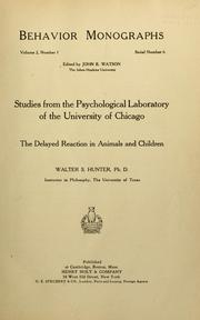 Cover of: The delayed reaction in animals and children by Walter Samuel Hunter