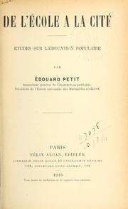 Cover of: De l'école a la cité: études sur l'éducation populaire.