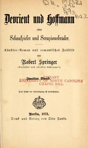 Cover of: Devrient und Hoffmann, oder, Schauspieler und Serapionsbrüder by Robert Springer