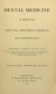 Cover of: Dental medicine: a manual of dental materia medica and therapeutics.