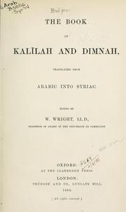 Cover of: book of Kalilah and Dimnah: tr. from Arabic into Syriac