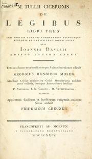Cover of: De legibus libri tres by Cicero
