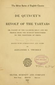 Cover of: De Quincey's Revolt of the Tartars by Thomas De Quincey