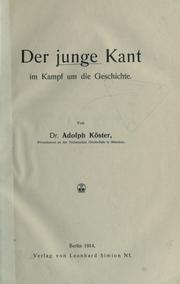 Cover of: Der junge Kant im Kampf um die Geschichte