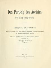 Cover of: Das Particip des Aoristes bei den Tragikern