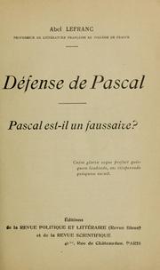 Cover of: Défense de Pascal.: Pascal est-il un faussaire? ...