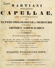 Cover of: De nuptiis philologiae, et Mercurii, et de septem artibus liberalibus libri novem. by Martianus Capella