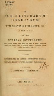 Cover of: De sonis literarum graecarum tum genuinis tum adoptivis libri duo