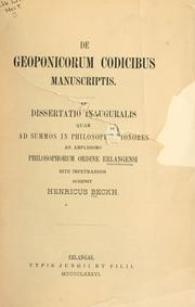De geoponicorum codicibus manuscriptis by Henricus Beckh