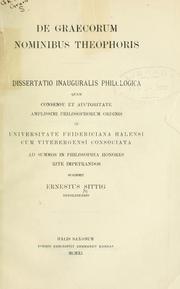 Cover of: De graecorum nominibus Theophoris