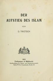 Cover of: Der Aufstieg des Islam by Davis Trietsch