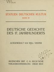 Cover of: Deutsche Gedichte des 17. Jahrhunderts. by Vesper, Will