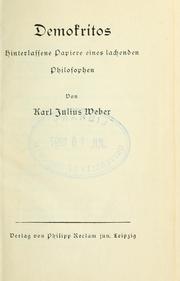 Cover of: Demokritos by Karl Julius Weber