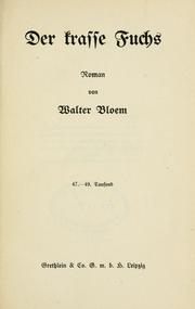 Cover of: Der krasse Fuchs by Bloem, Walter