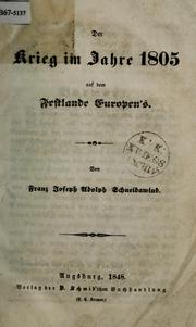 Cover of: Der Krieg im Jahre 1805 [i.e. achtzehnhundertfünf] auf dem Festlande Europen's