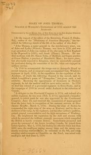 Cover of: Diary of John Thomas, surgeon in Winslow's expedition of 1755 against the Acadians. by John Thomas