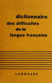 Cover of: Dictionnaire des difficultés de la langue française by Adolphe V. Thomas