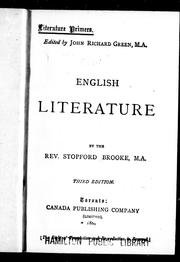 Cover of: English literature by Stopford A. Brooke