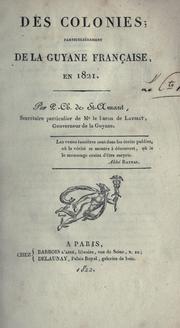 Cover of: Des colonies, particulièrement de la Guyane française, en 1821 by Pierre Charles Fournier de Saint-Amant