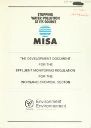 Cover of: development document for the effluent monitoring regulation for the inorganic chemical sector.