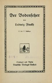 Cover of: Der Bodenseher by Ludwig Finckh