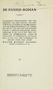 Cover of: De Pandji-roman. by Willem Huibert Rassers