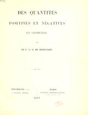 Des quantités positives et negatives en géométrie by L. A. comte de Pourtalès