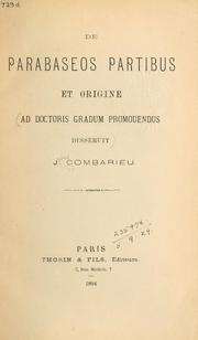 Cover of: De parabaseos partibus et origine by Combarieu, Jules