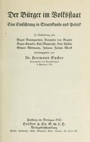 Cover of: Der Bürger im Volksstaat by in Verbindung mit Eugen Baumgartner ... [et al.] ; herausgegeben Hermann Sacher.