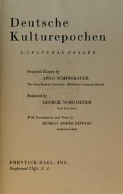 Cover of: Deutsche Kulturepochen, a cultural reader by Arnold Schirokauer