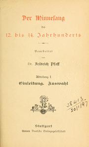 Cover of: Minnesang des 12. bis 14. Jahrhunderts