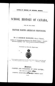 Cover of: A school history of Canada: and of the other British North American provinces