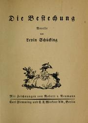 Cover of: Die Bestechung: Novelle